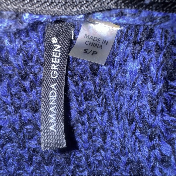 Amanda Green blue chunky knit cardigan with zipper detail size small (G1) - Picture 5 of 8